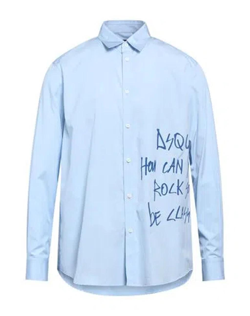 DSQUARED2 Man Shirt Sky Blue Size 44 Cotton Product Image