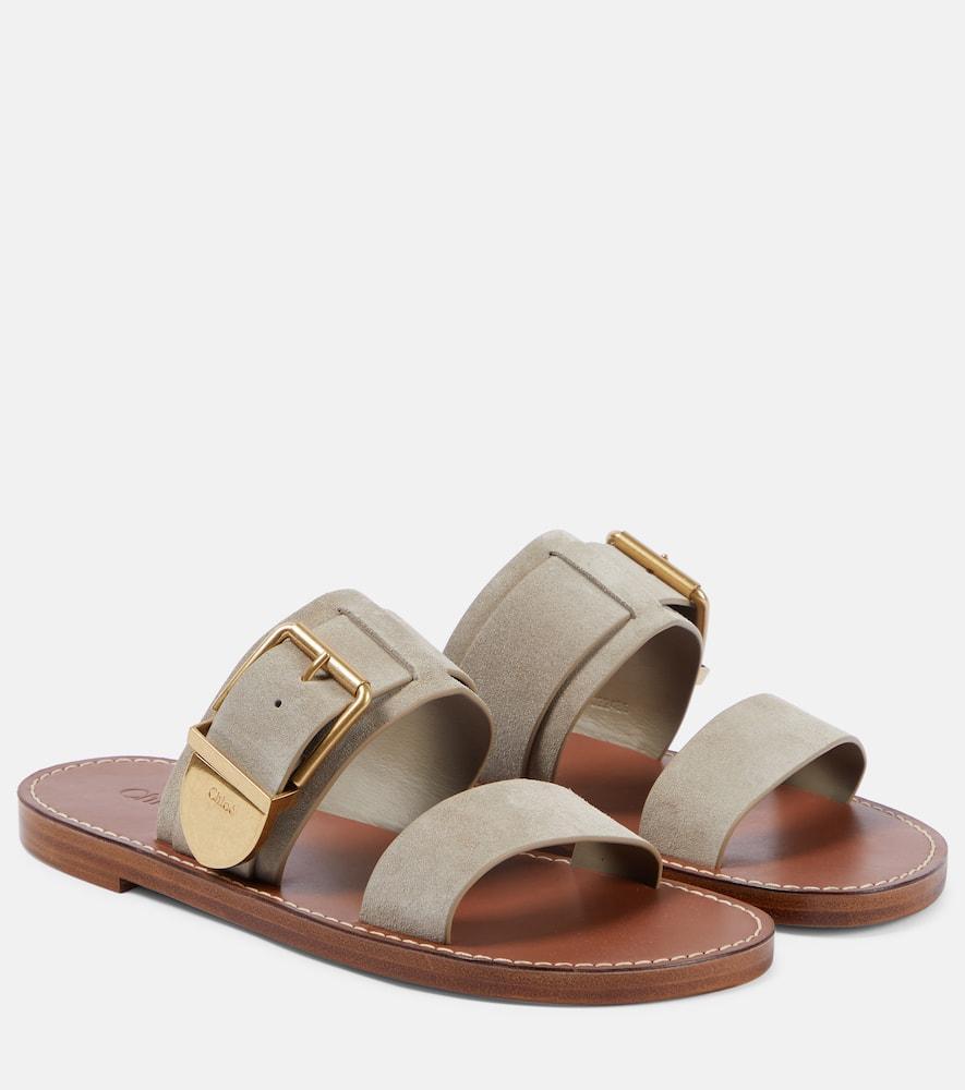 CHLOÉ Rebecca Suede Sandals In Beige Product Image