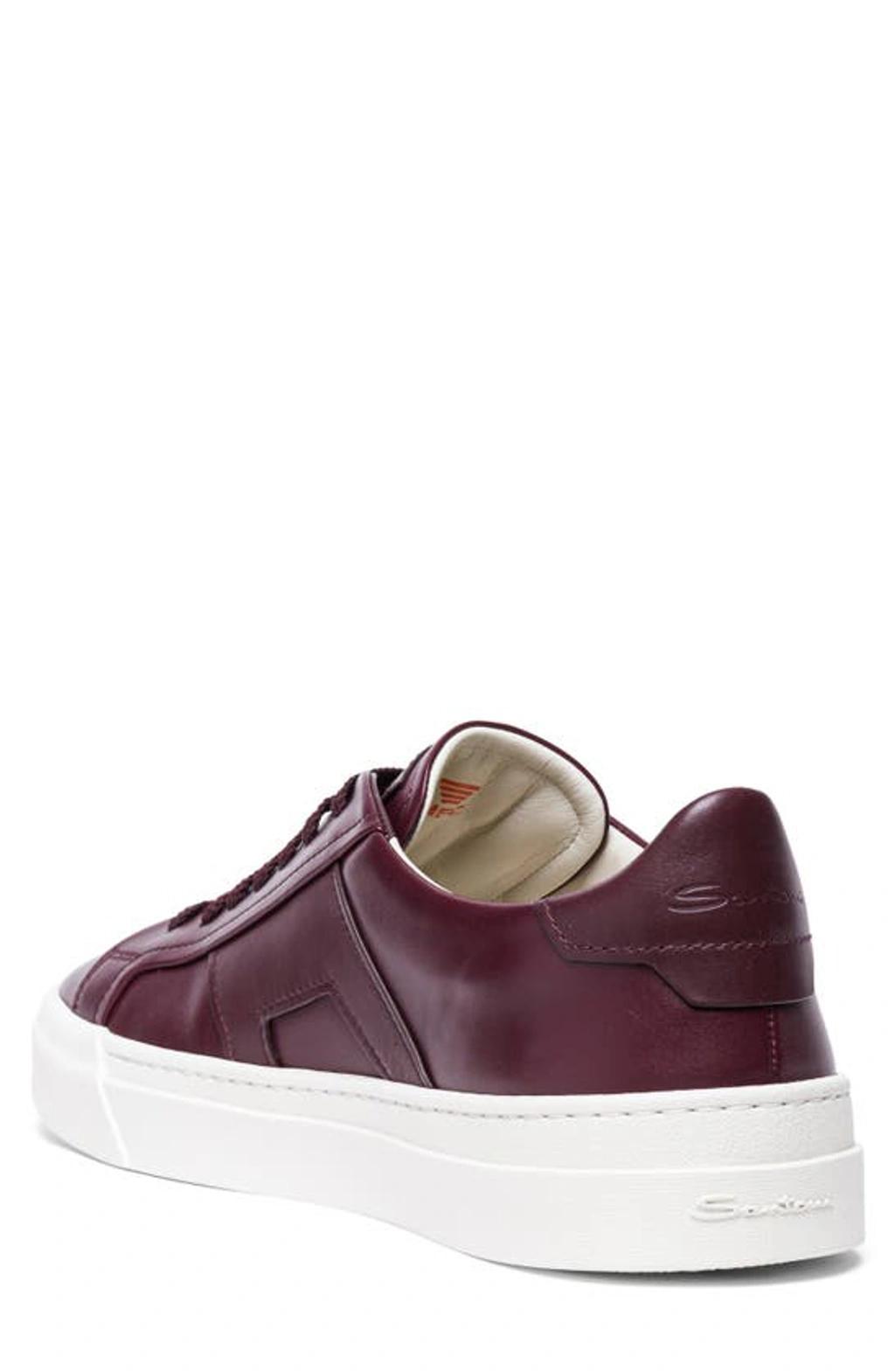 SANTONI Double Buckle Inspired Sneaker In Burgundy Product Image