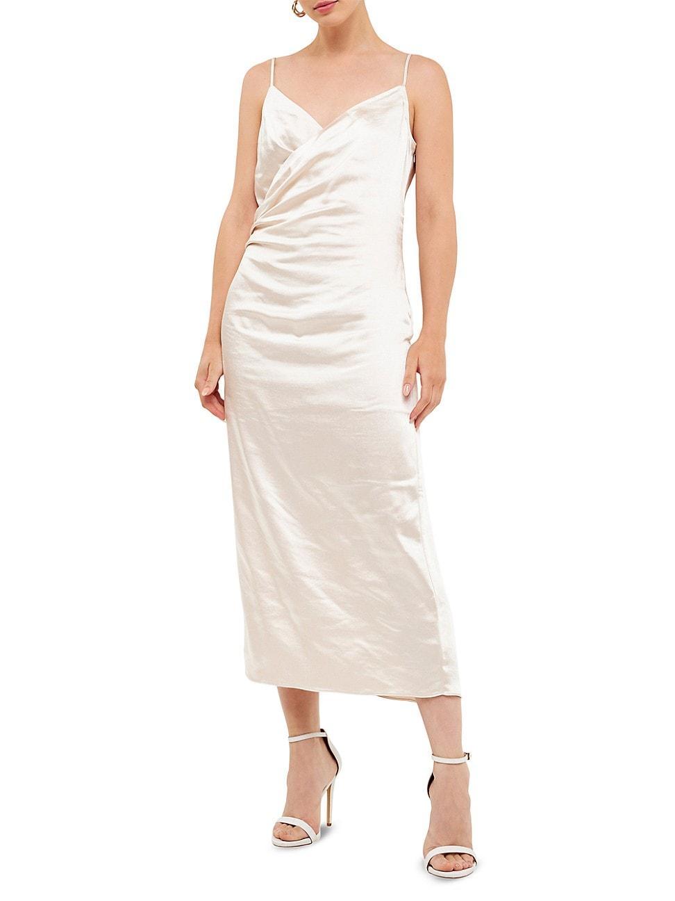 Womens Satin Wrap Midi Dress Product Image