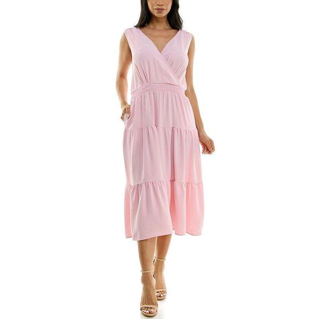 Womens Nina Leonard Tiered Smocked Midi Dress Product Image