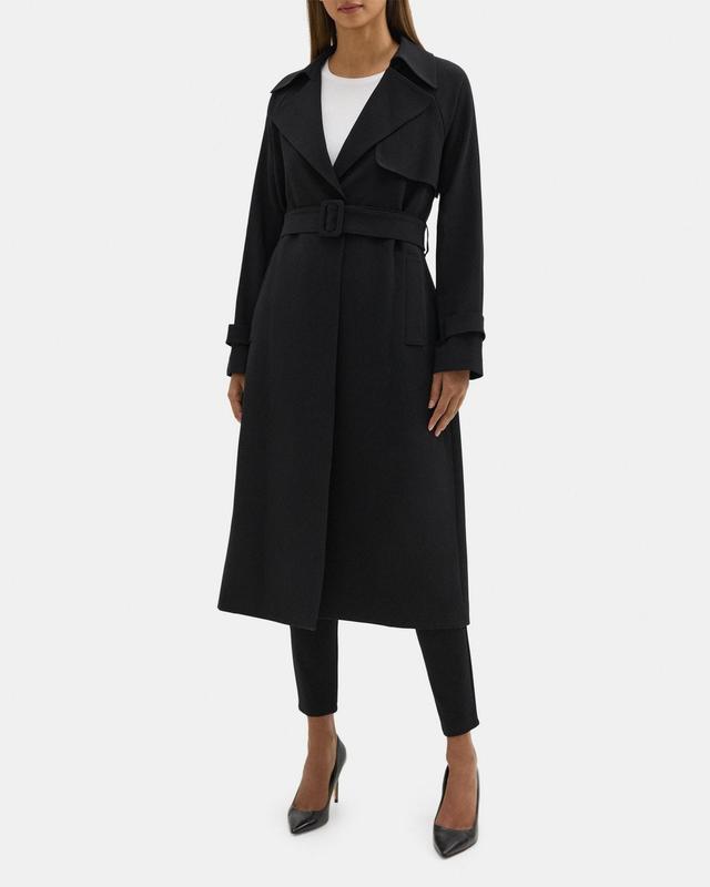 Relaxed Long Trench Coat in Crepe Product Image