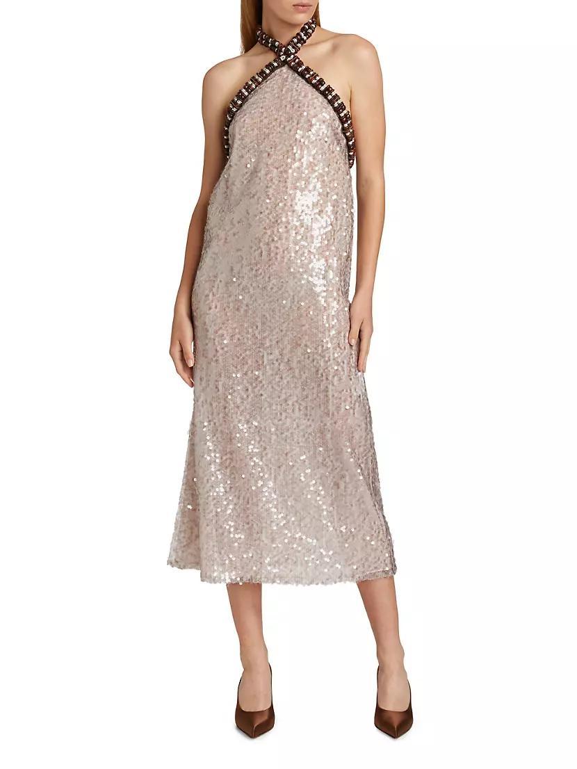 Vette Sequined Halter Midi-Dress Product Image