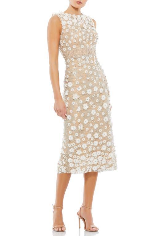 Mac Duggal Beaded Floral Appliqu Midi Sheath Dress Product Image