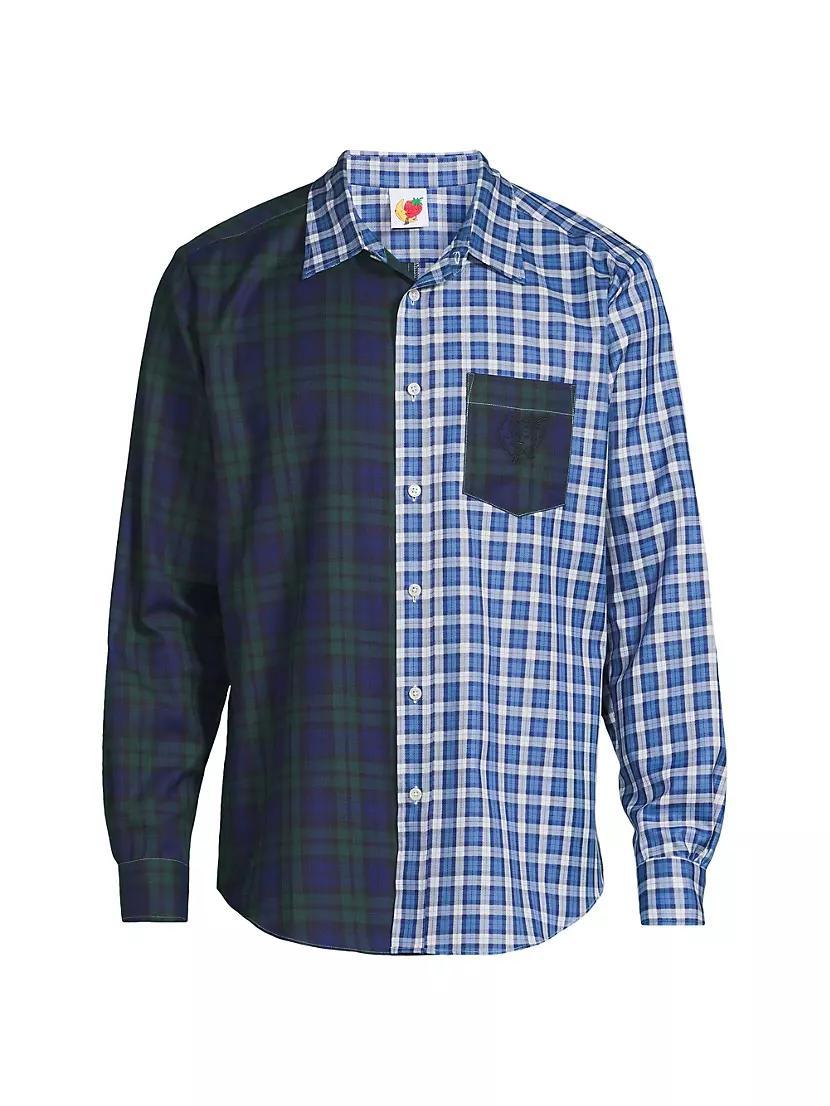 Split Tartan Button-Up Shirt Product Image