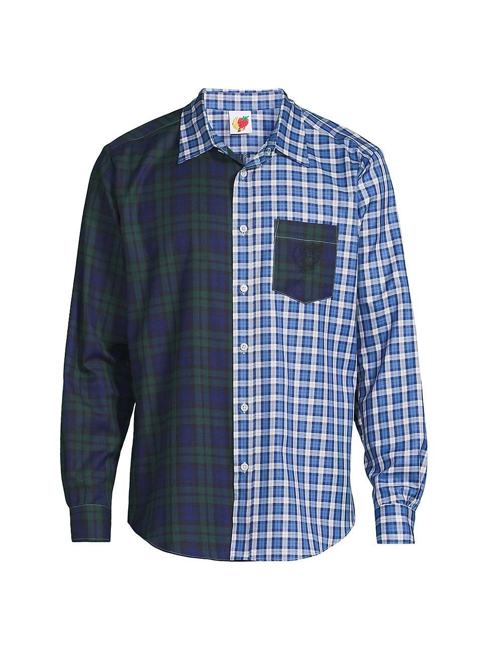 Mens Split Tartan Button-Up Shirt Product Image