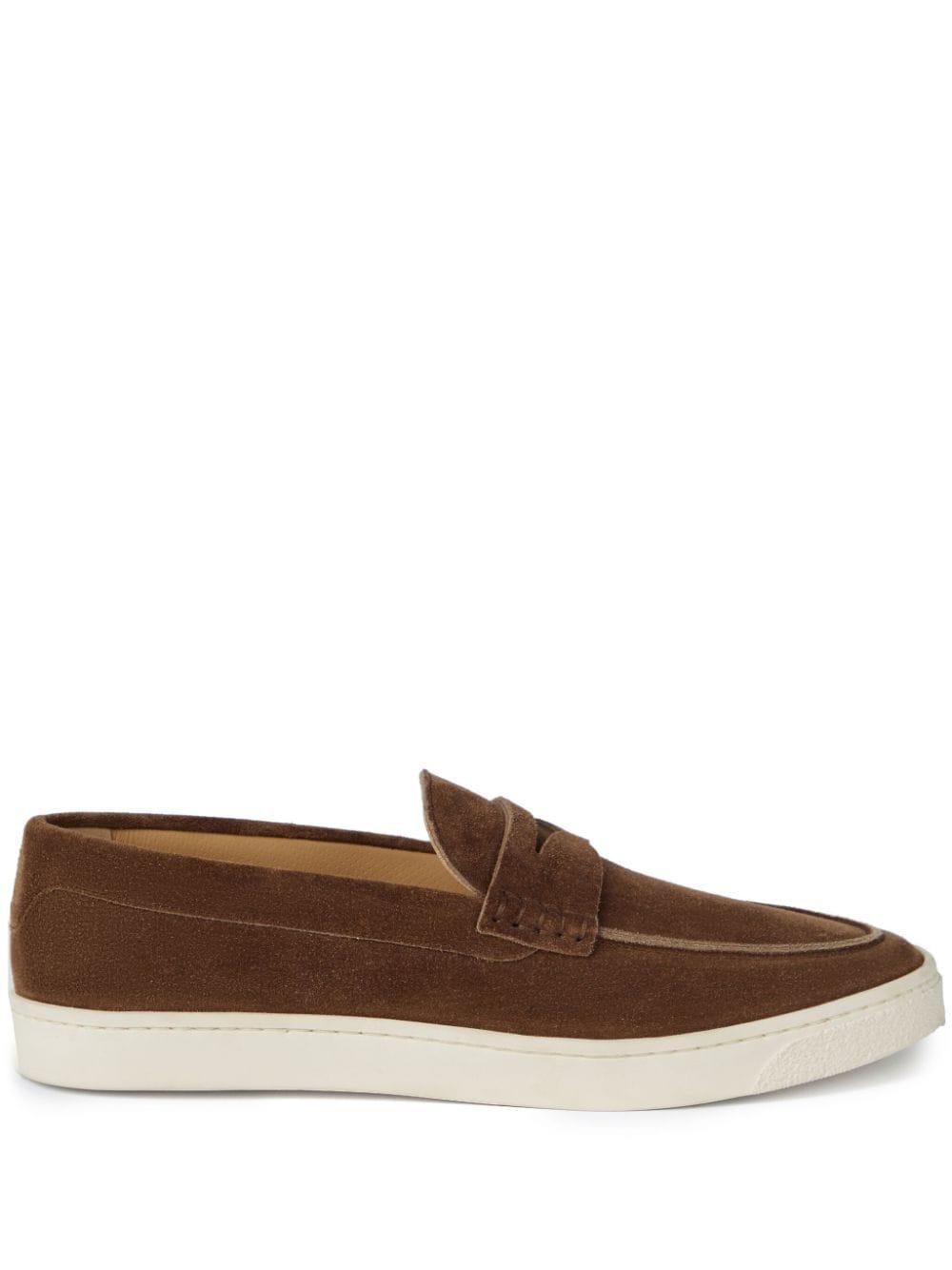 Suede Penny Loafers In Brown Product Image