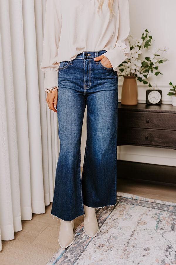 JUST USA Natalia High Waist Wide Leg Jean in Dark Wash Product Image