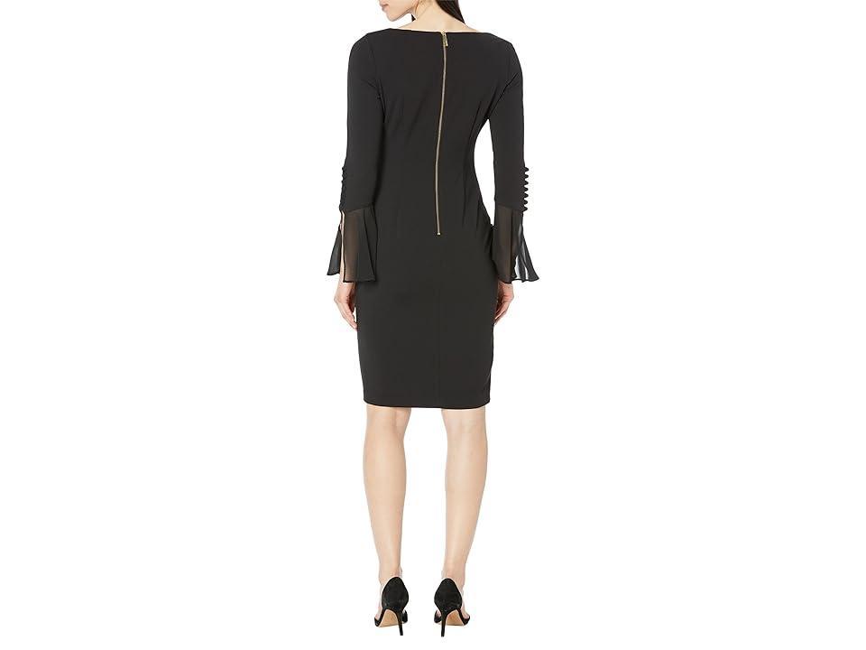 Calvin Klein Chiffon Bell Sleeve Sheath Dress Women's Dress Product Image