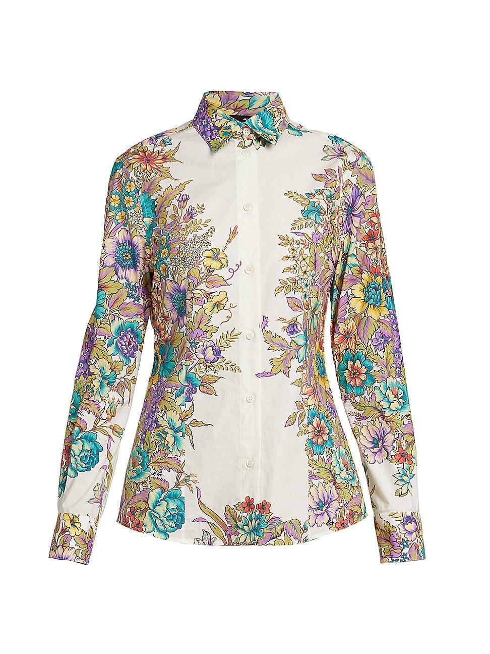 Womens Botanical-Print Cotton-Blend Shirt Product Image