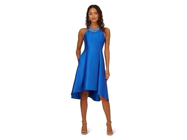 Adrianna Papell Fit And Flare Stretch Mikado Party Dress with Beaded Neckline (Ultra ) Women's Dress Product Image