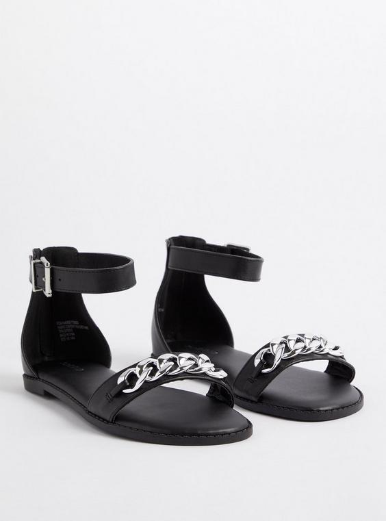 Double Band Chain Strap Sandal Black & Silver (WW) product image