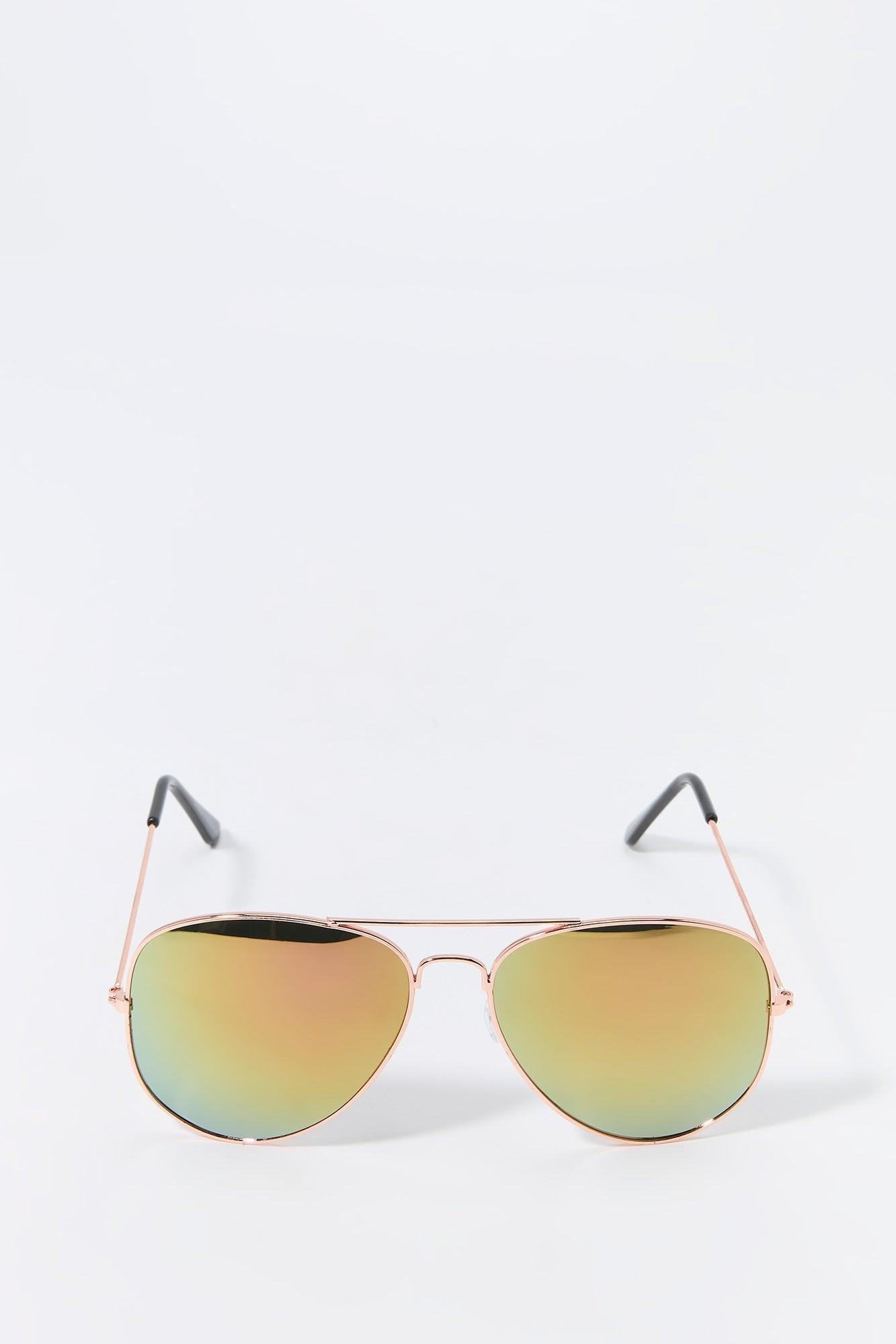 Rose Gold Aviator Sunglasses Male Product Image