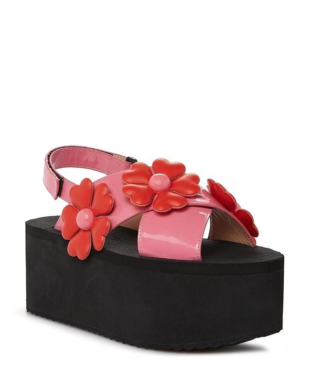 Moschino Womens Heart Flower Crossover Platform Sandals Product Image