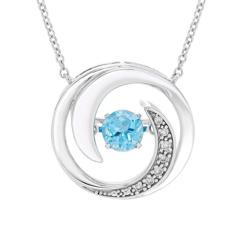 Boston Bay Diamonds Brilliance in Motion Sterling Silver Blue Topaz & Diamond Accent Swirl Necklace, Womens Product Image