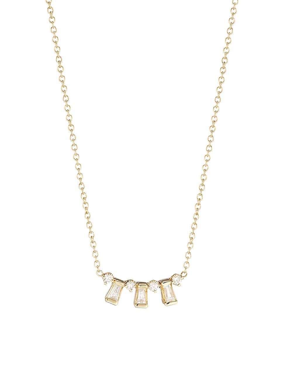 Womens Baguette Diamonds 14K Gold & Diamond Alternating Baguette Necklace Product Image