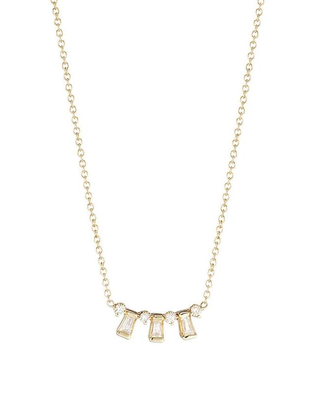 Womens Baguette Diamonds 14K Gold & Diamond Alternating Baguette Necklace Product Image