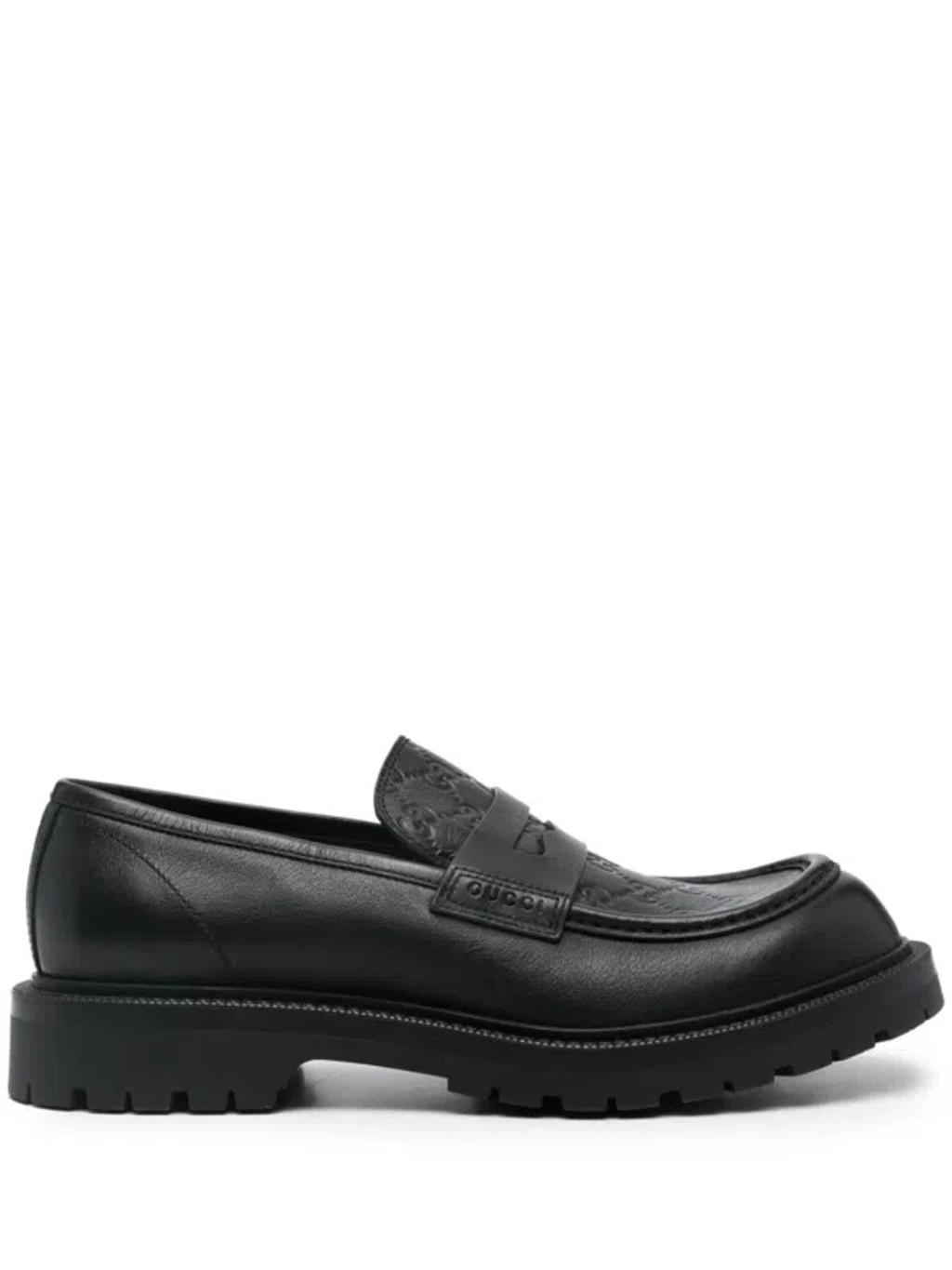 GUCCI Web-stripe Trim Loafers In Black Product Image