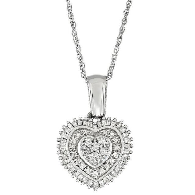 Jewelexcess Sterling Silver 1/2 Carat T.W. Diamond Heart Pendant Necklace, Womens Product Image