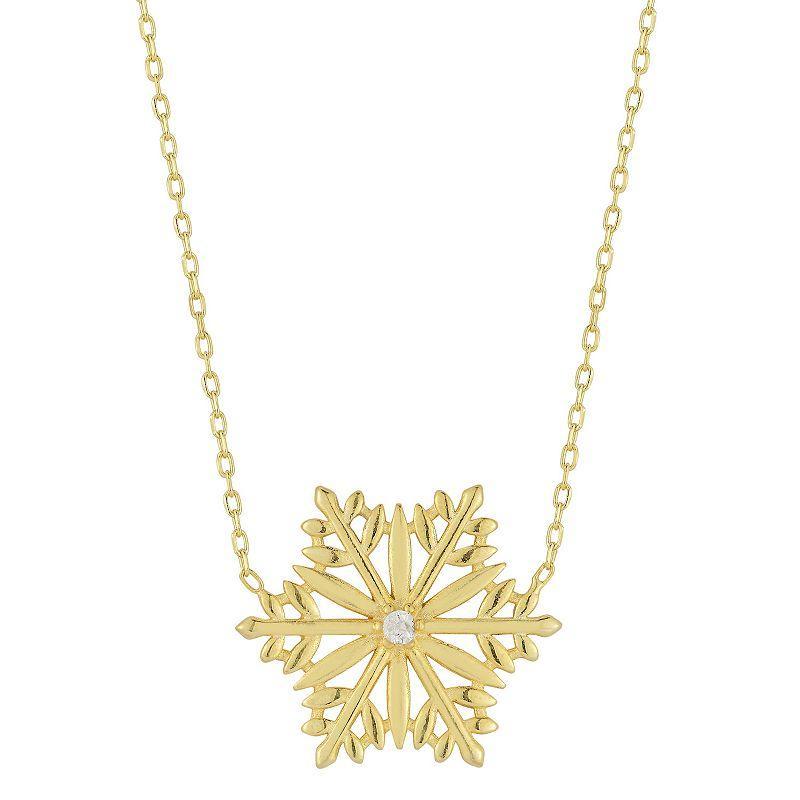 Sunkissed Sterling Cubic Zirconia Snowflake Pendant Necklace, Womens, Gold Product Image