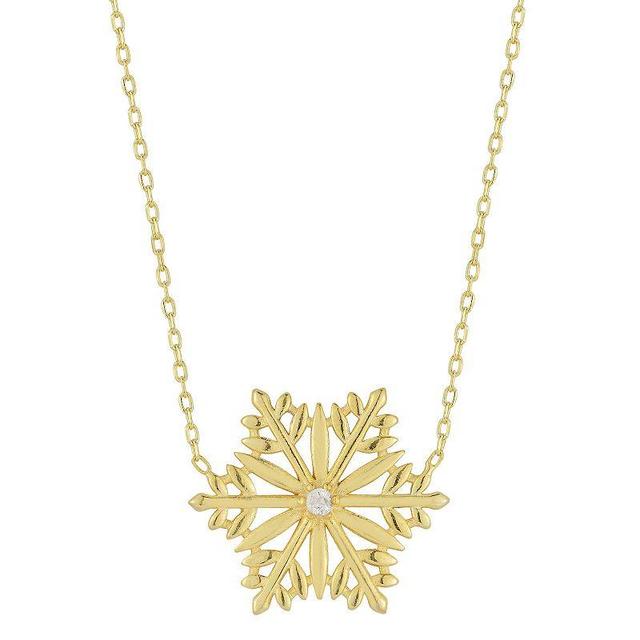 Sunkissed Sterling Cubic Zirconia Snowflake Pendant Necklace, Womens, Gold Product Image