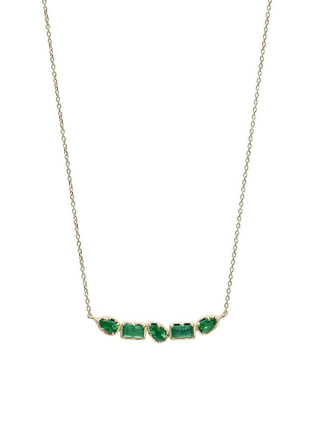 Womens Mlia Mila 14K Yellow Gold & Emerald Bar Necklace Product Image