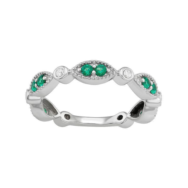 Jewelexcess Sterling Silver Lab-Created Emerald & Lab-Created White Sapphire Ring, Womens Product Image