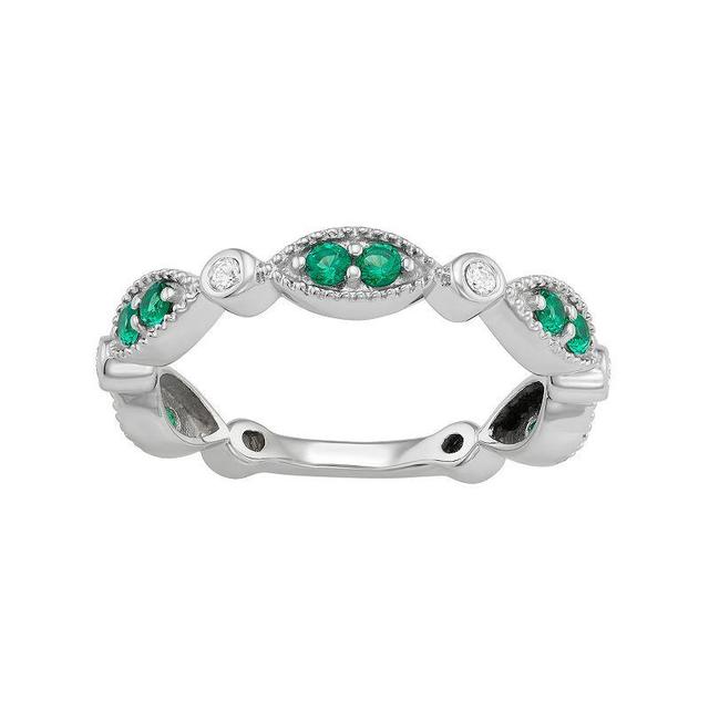 Jewelexcess Sterling Silver Lab-Created Emerald & Lab-Created White Sapphire Ring, Womens Green Product Image