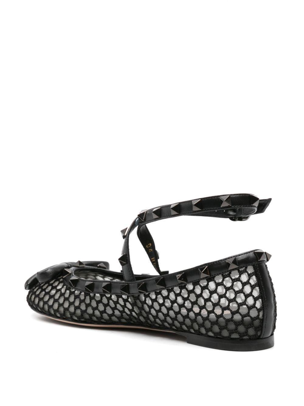 Black Rockstud Ballerina Flats Product Image