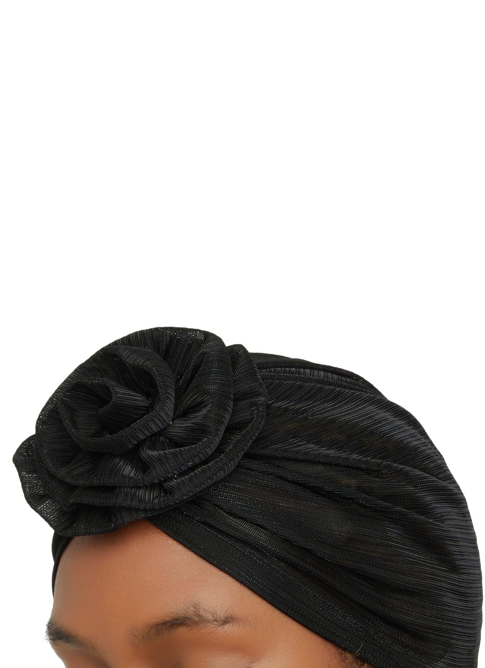 Lurex Flower Turban Head Wrap Female Product Image