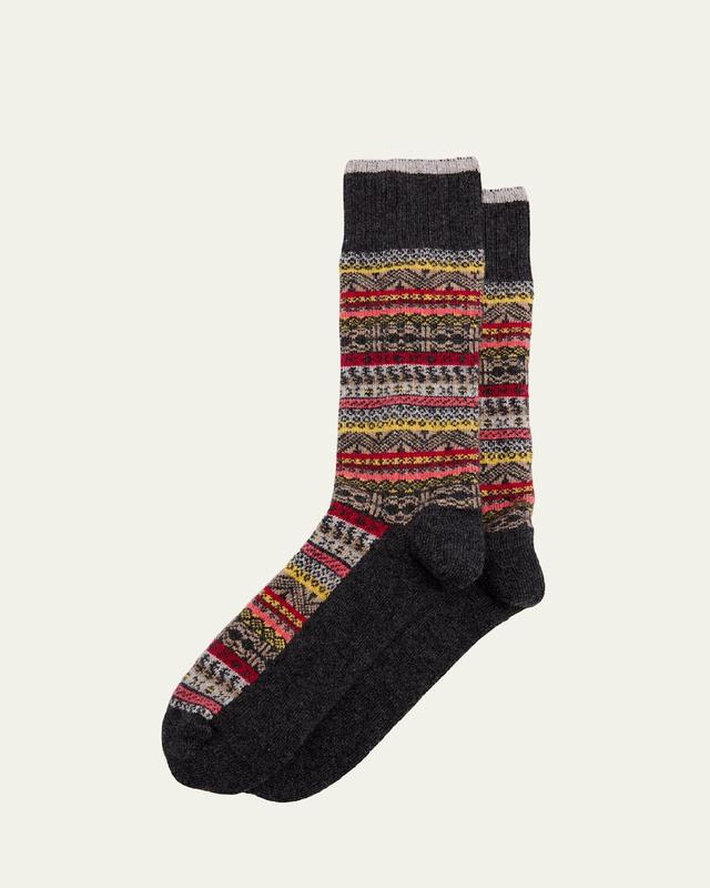 Mens Fair Isle Crew Socks Product Image