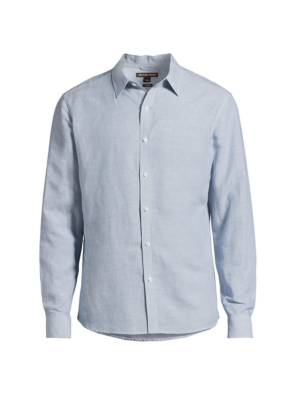 Mens Linen-Blend Slim-Fit Shirt Product Image