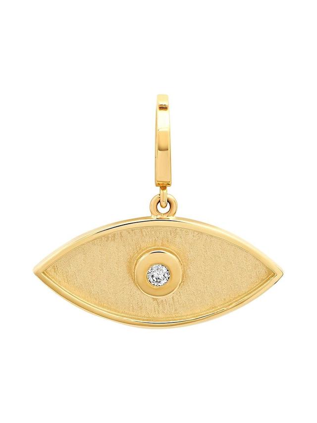 Womens 14K Yellow Gold & 0.06 TCW Diamond Large Evil Eye Charm Product Image