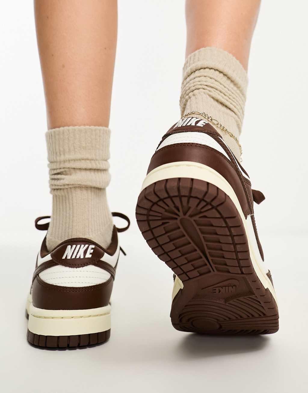 Nike Dunk Low sneakers in brown and off white  Product Image