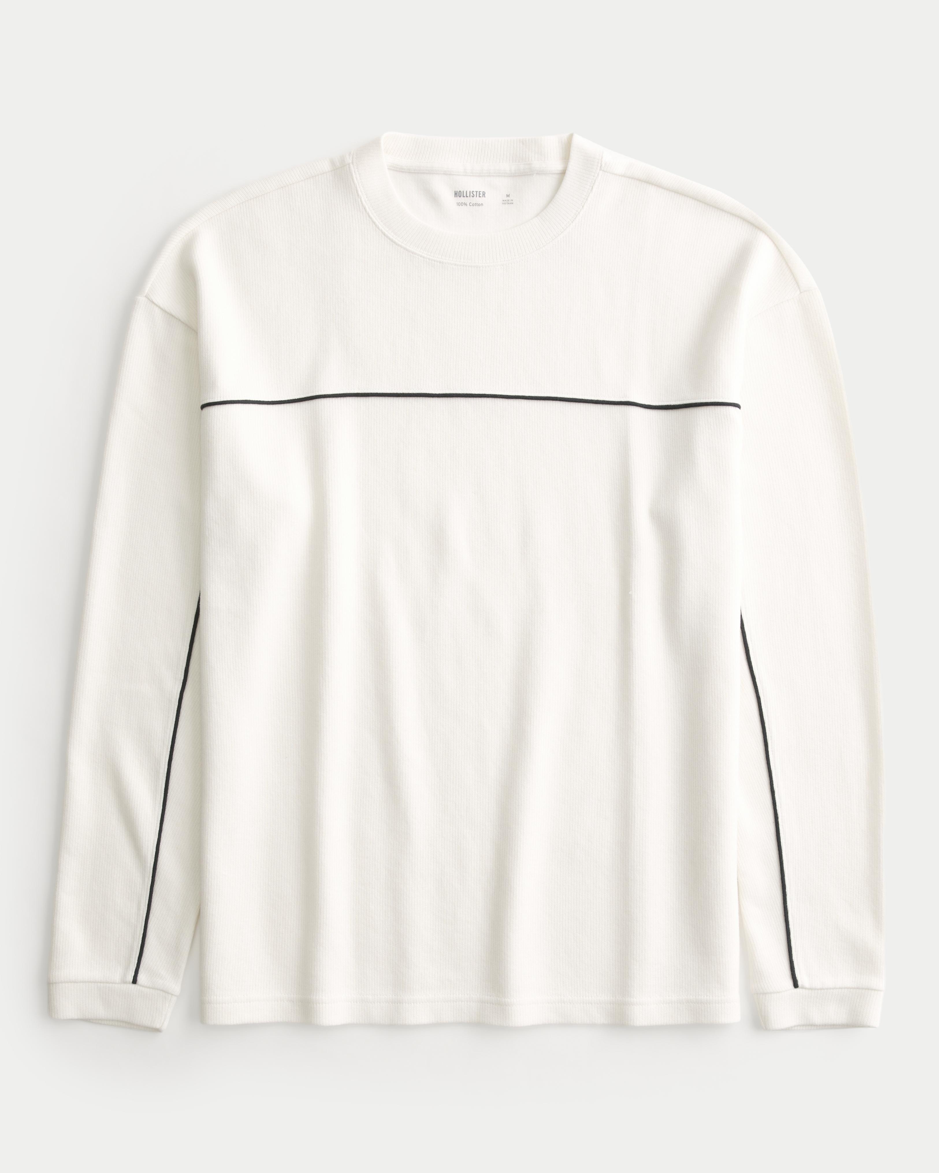 Boxy Long-Sleeve Striped Crew T-Shirt Product Image