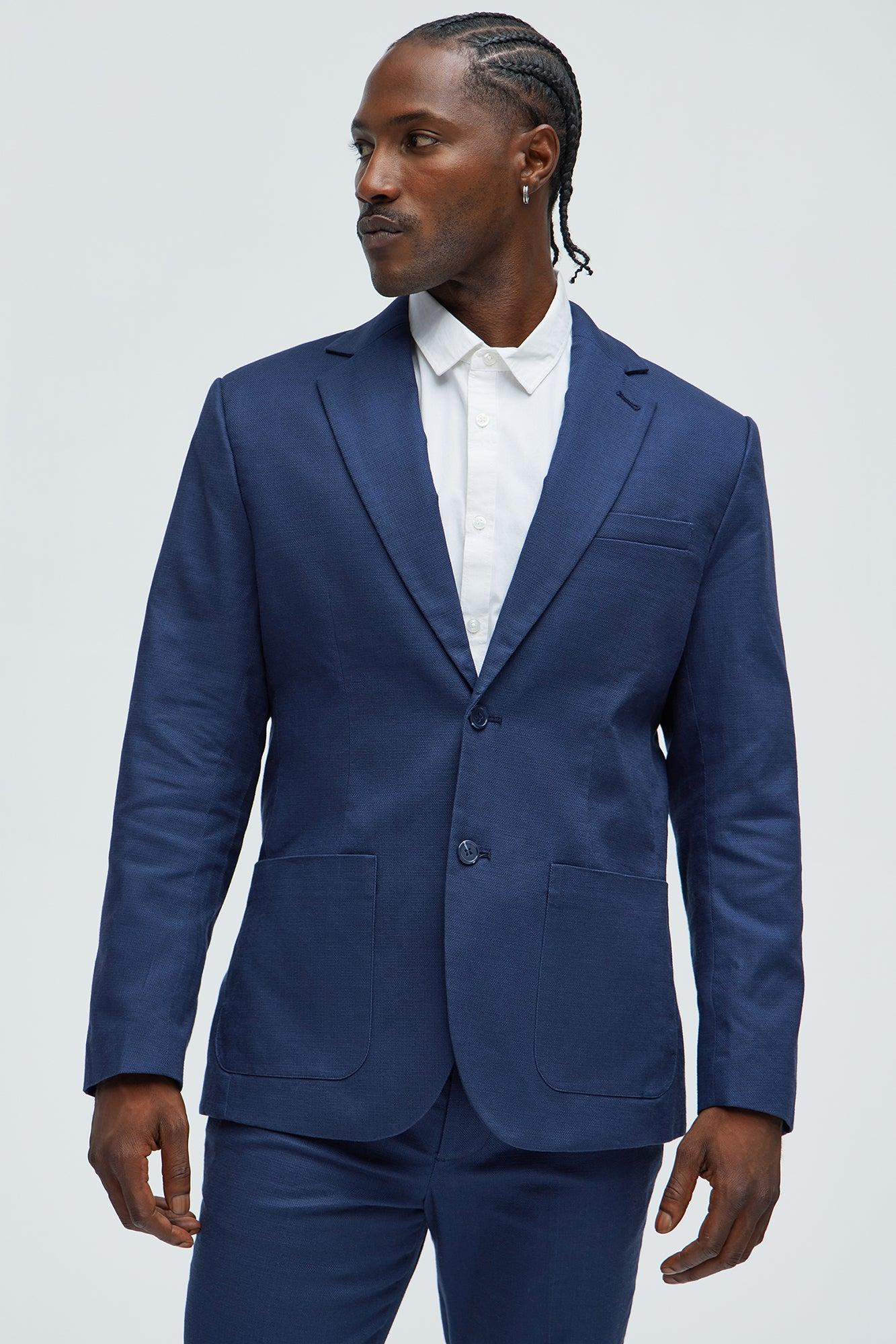 Travis Solid Texture Blazer - Navy Product Image