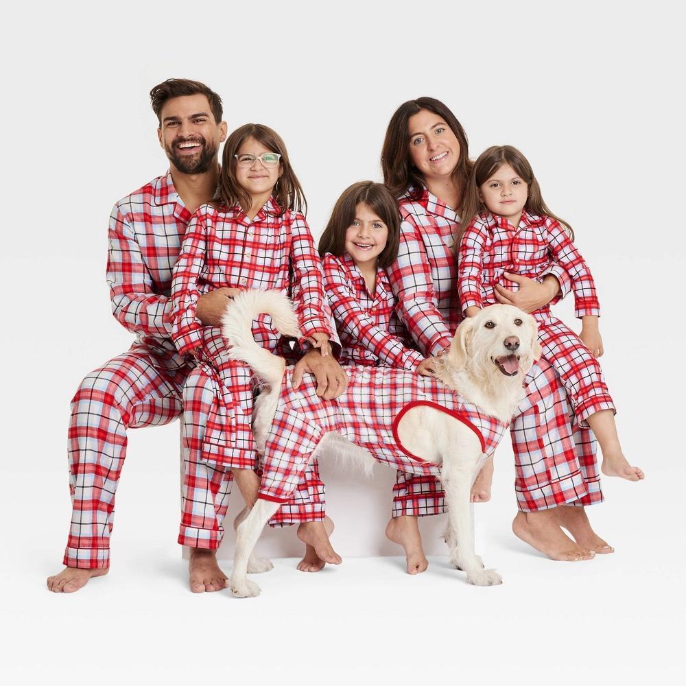 Mens Plaid Microfleece Holiday Matching Family Pajama Pants - Wondershop White XXL Product Image