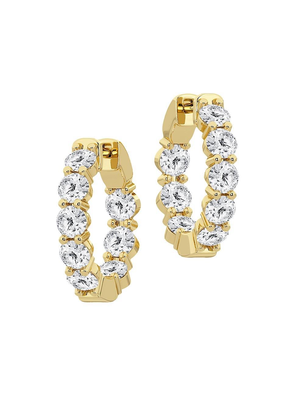 Womens 14K Yellow Gold & 4 TCW Lab-Grown Diamond Inside-Out Hoop Earrings Product Image