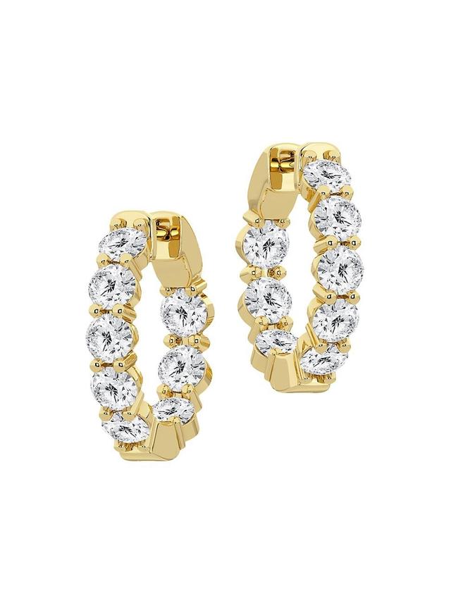 Womens 14K Yellow Gold & 4 TCW Lab-Grown Diamond Inside-Out Hoop Earrings Product Image