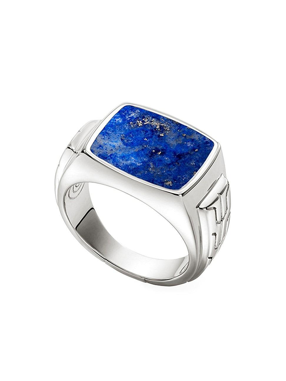 Mens Sterling Silver & Lapis Lazuli Signet Ring Product Image