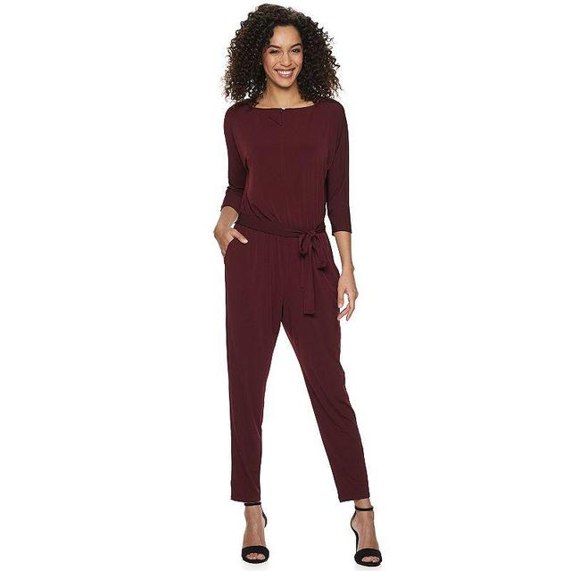 Womens Nina Leonard Solid Ankle Jumpsuit Red Product Image