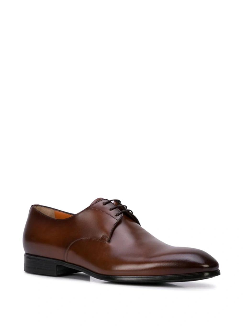 SANTONI Men's Induct Burnished Leather Derby Shoes In Brown Product Image