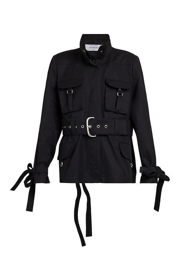 Womens Long Belted Cargo Jacket Product Image