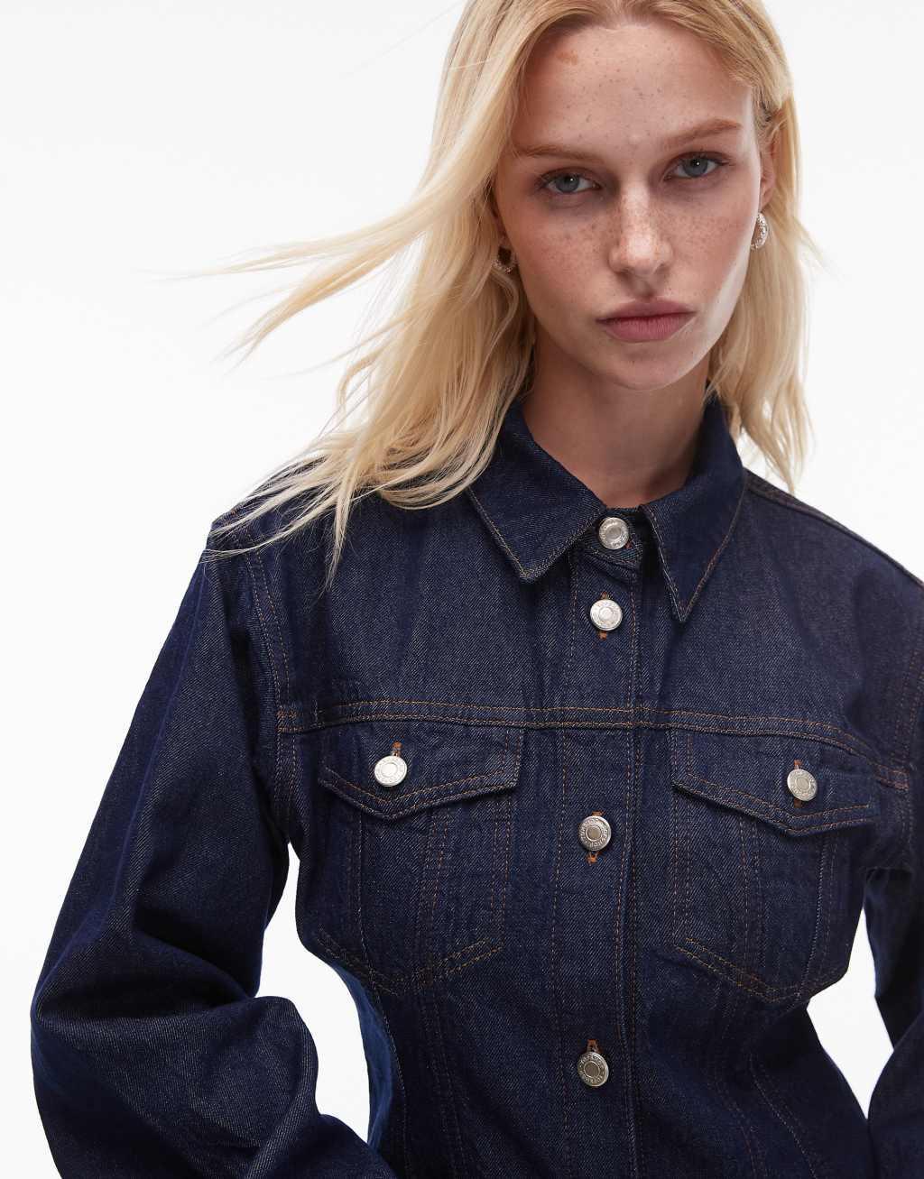 Topshop denim cinch shirt in raw indigo Product Image