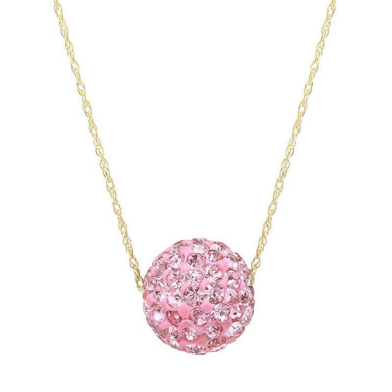 14K Gold White Crystal Necklace, Womens Pink Product Image