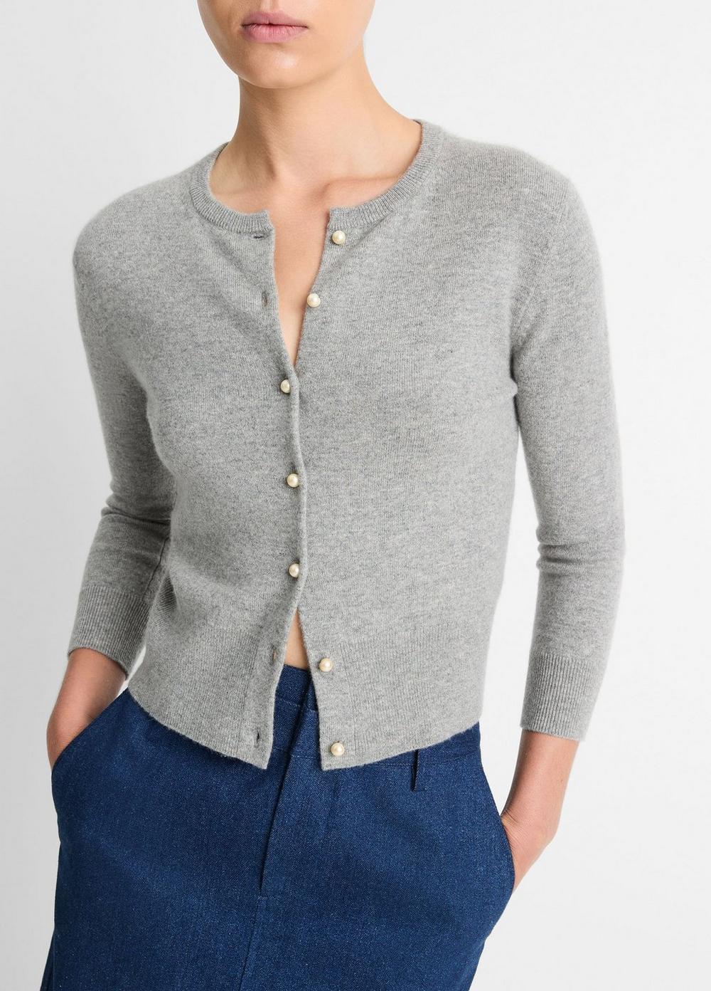 Pearl-Button Wool-Blend Cardigan Product Image