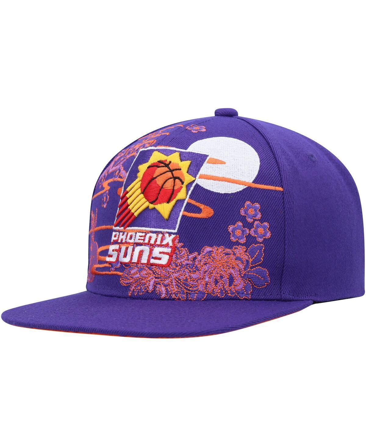 Mens Mitchell & Ness Purple Phoenix Suns Hardwood Classics Asian Heritage Scenic Snapback Hat Product Image