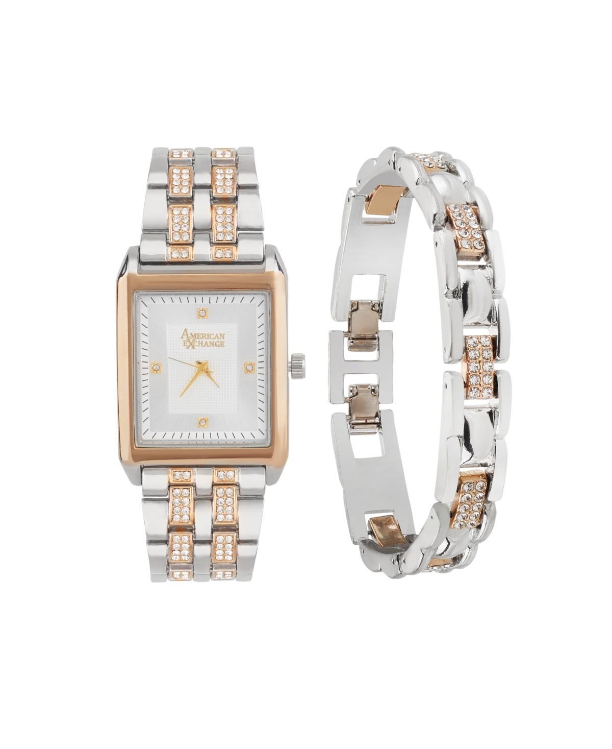 American Exchange Mens Crystal Bracelet Watch 33mm Gift Set Product Image