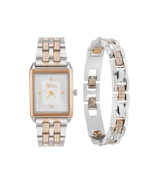 American Exchange Mens Gold Tone Metal Alloy Watch & Bracelet Set Product Image