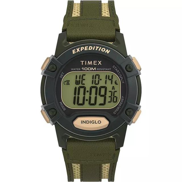 Timex Mens Expedition Leather & Fabric Strap Digital Chronograph Watch - TW4B30300JT Green Product Image